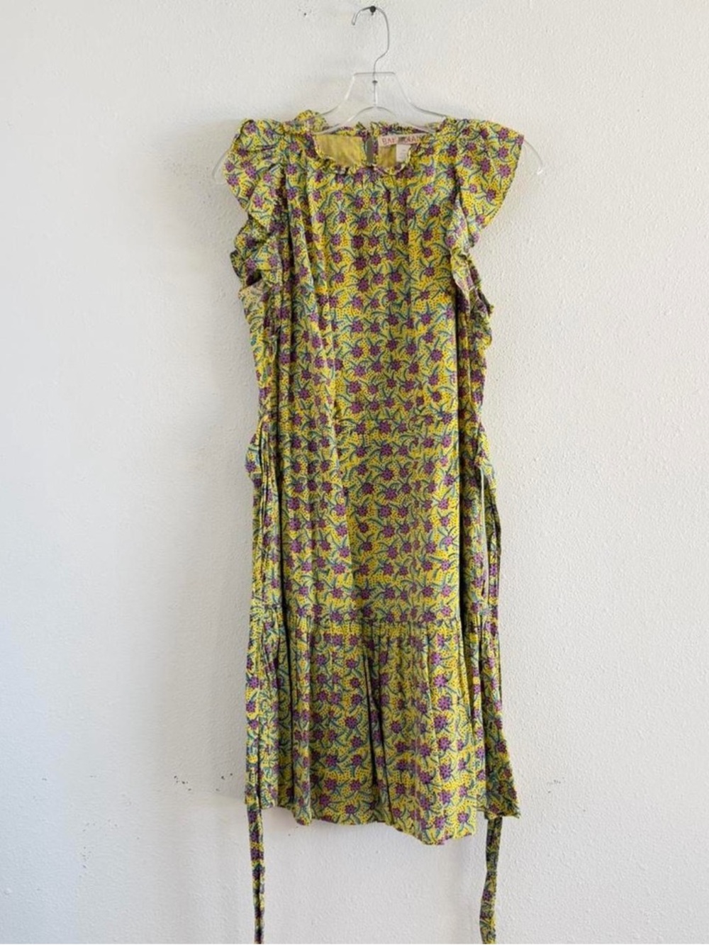 Banjanan Yellow Floral Ruffle Midi Dress